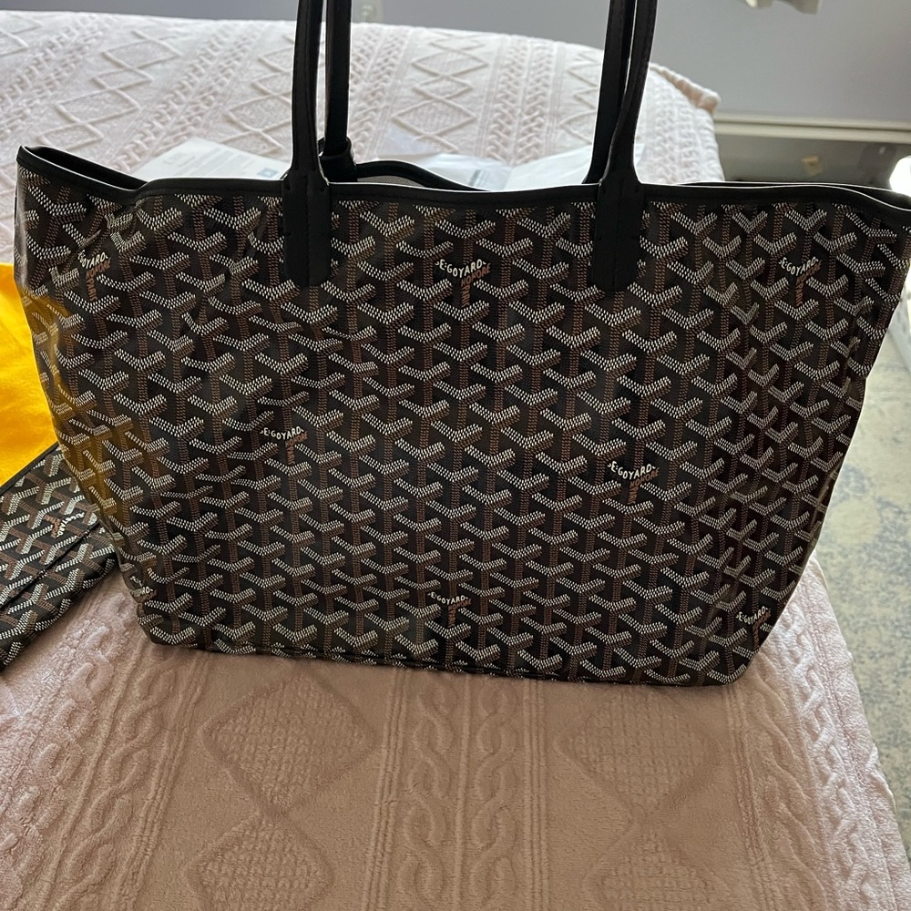 Goyard Black and Brown Chevron Tote